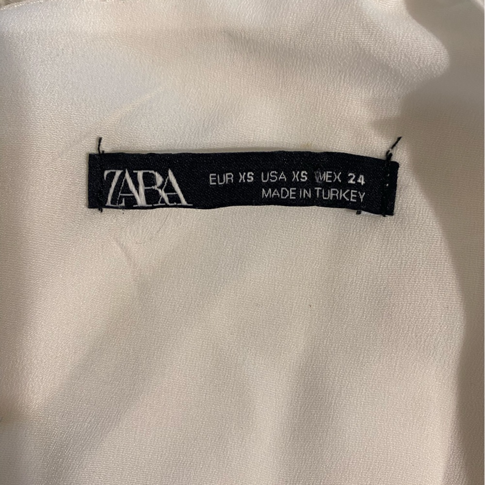ZARA White Cross Over Mini Dress with Bow Detail on Waist - Picture 3 of 7